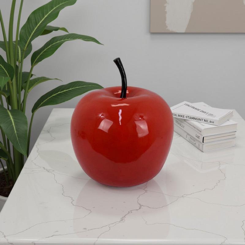 Masu Tabletop Accent Decor | 16\" Apple Design Glossy Red Resin Body