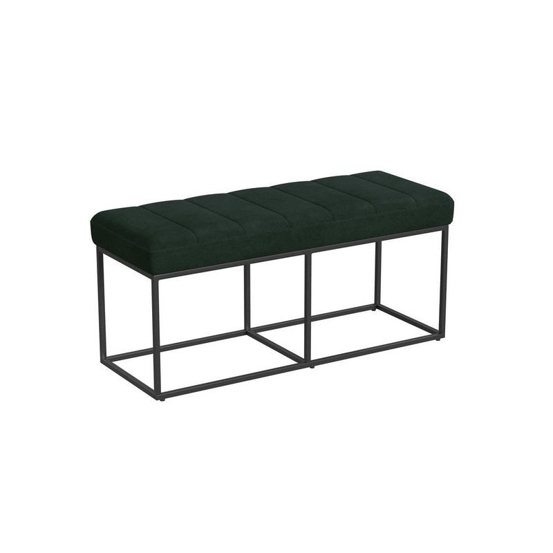 Kai Bench | Open Metal Frame | Green Channel Stitched Faux Suede 43\"