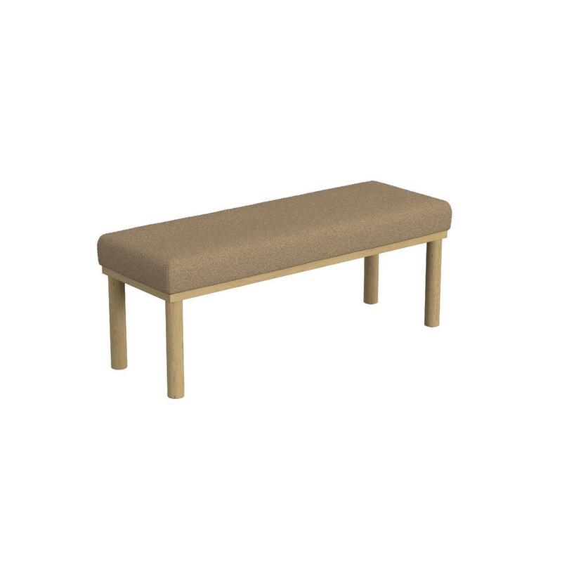 Fin Bench | Natural Wood Frame | Brown Boucle Textured Details 48\"