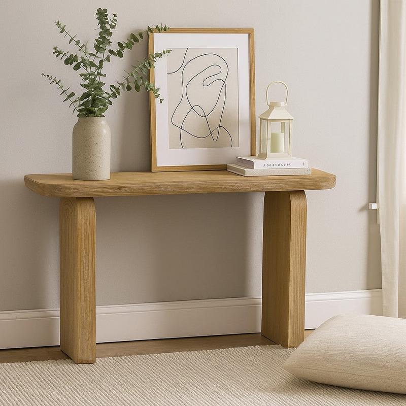 Console Table | Rounded Edge Top with Arch Legs | 55\" Brown Wood