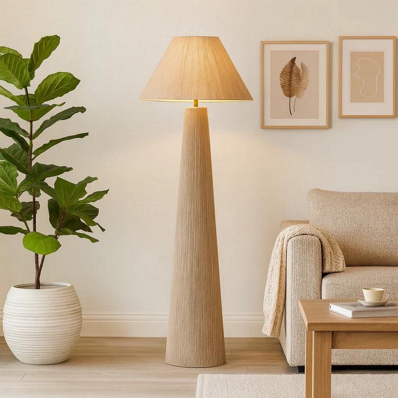 Teny Accent Floor Lamp | Tapered Shade | Brown Jute Wrapped Base 61\"