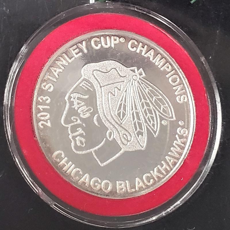 Highland Mint Chicago Blackhawks 2013 Stanley Cup Champions Silver Coin Ornament