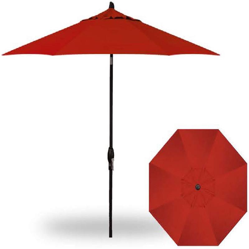9\’ Auto Tilt Market Black Frame Really Red Canopy Umbrella Thin Pole