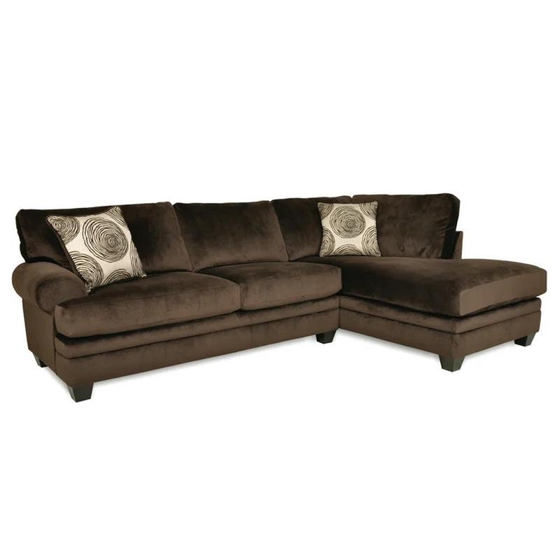 Bova Sectional Chaise Sofa, 170 Inch Brown Microfiber, 4 Throw Pillows