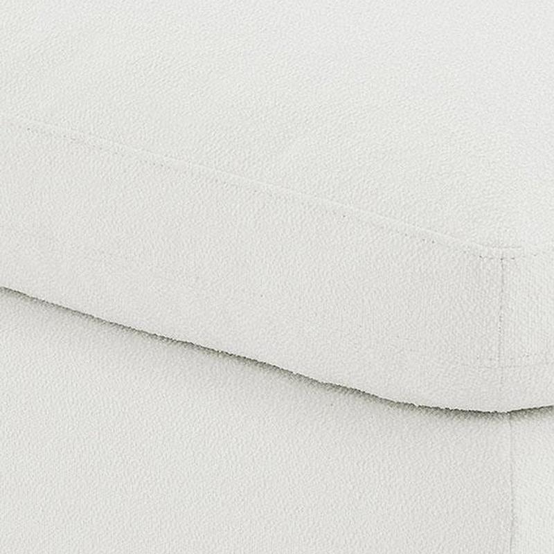 Allias Ottoman, White Boucle Fabric, Plush Foam Cushions, 44 Inch