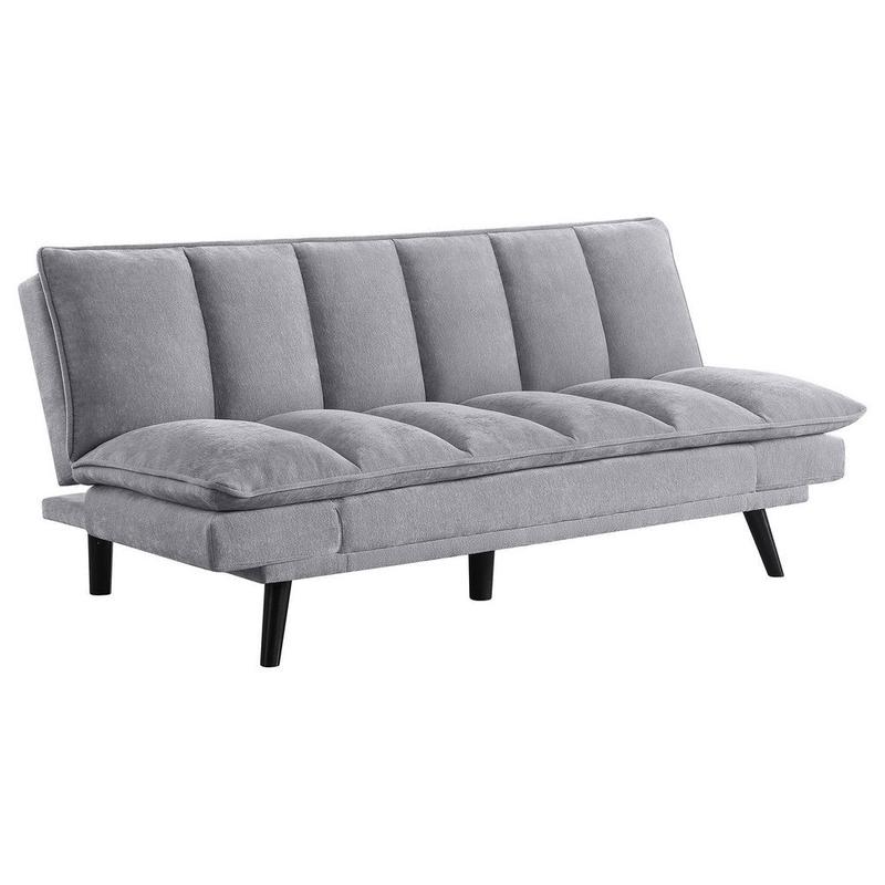 Loyla Convertible Sofa Bed, Tufted Slate Gray Fabric, Black, 78 Inch