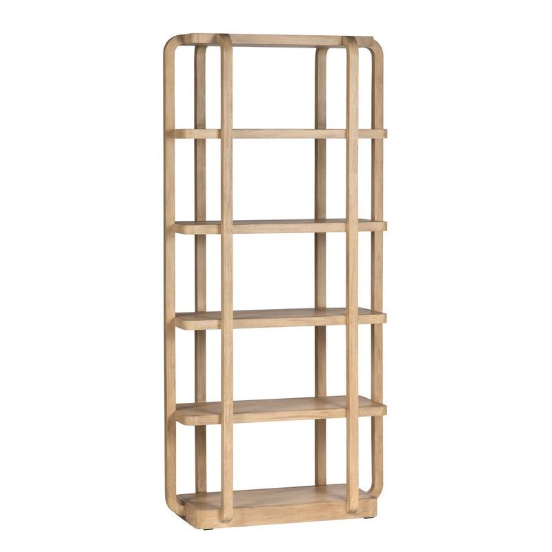 Crestview Tena 5 Shelf Etagere Bookcase | Boho Curved Edges | Tan Brown