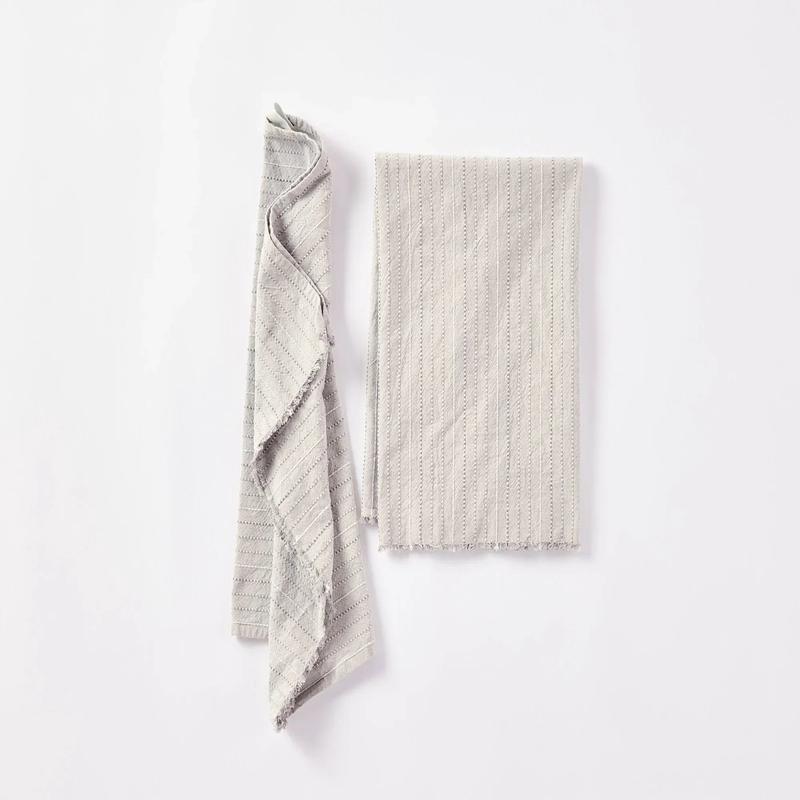 Fringe Stripe Organic Hand Towel, Set Of 2