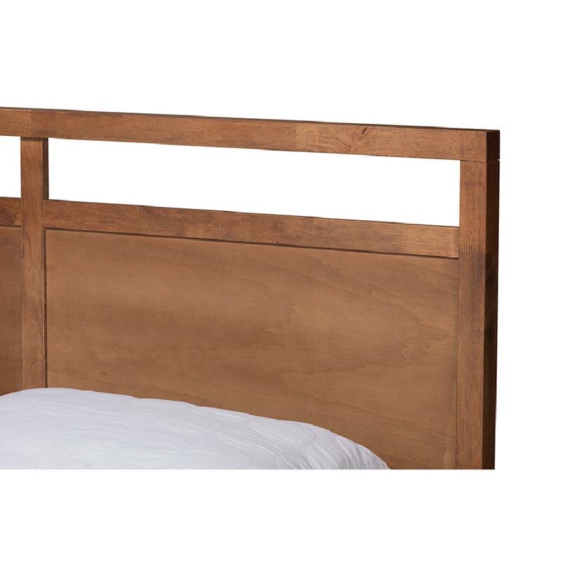 Baxton Studio Saffron Modern and Contemporary Walnut Brown Finished Wood Full Size 4-Drawer Platform Storage Bed