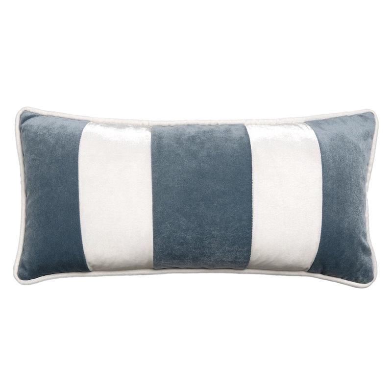Banded Velvet Performance Pillows Sky Kevin O\'Brien